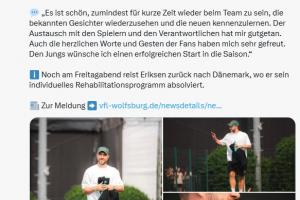 两次比赛中晕厥！埃里克森回狼堡探访队友，球迷留言：别再踢球了